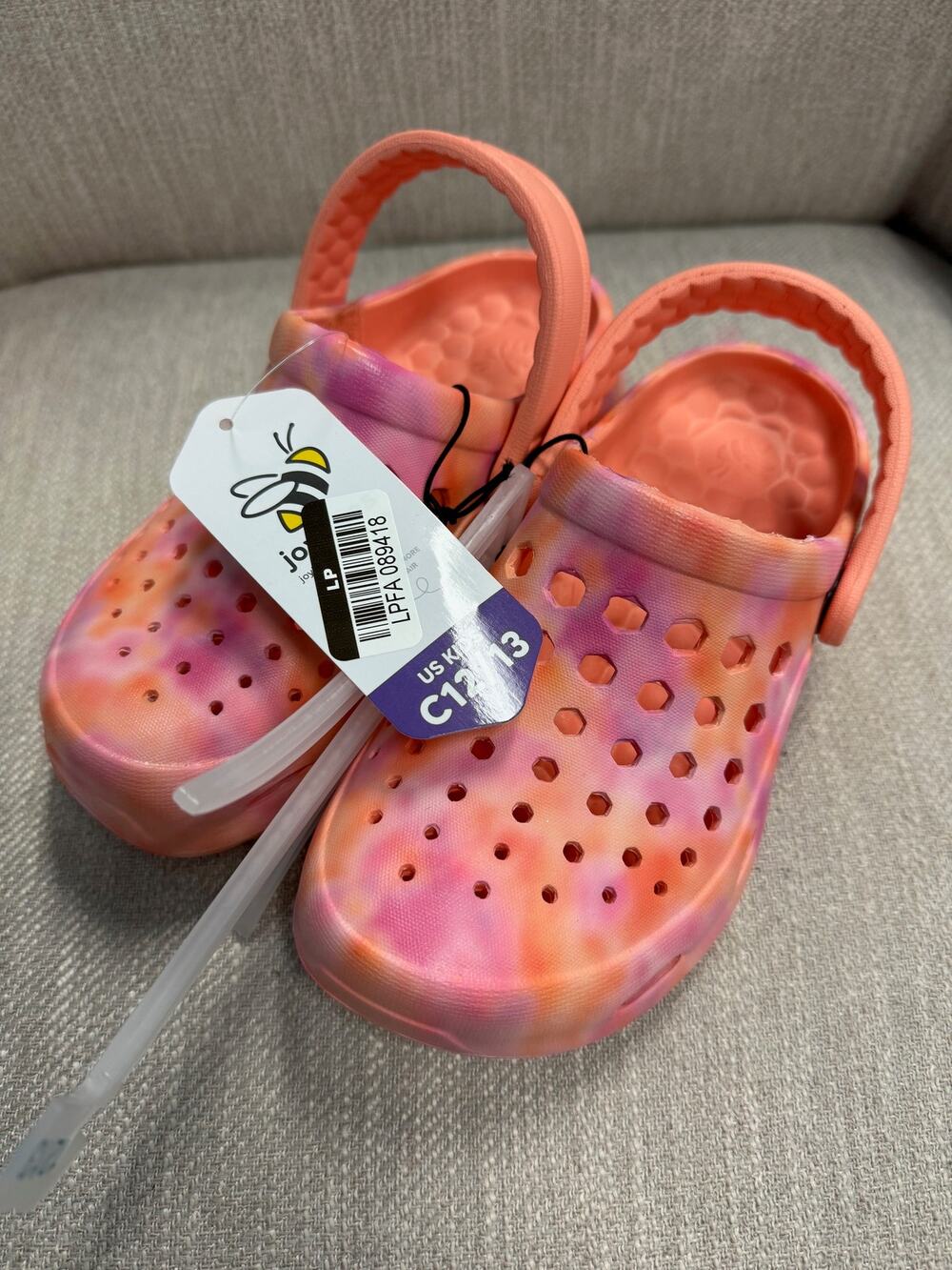 NWT Toddler Girls Joybees Orange Tie Dye Water Shoes - Size 12/13